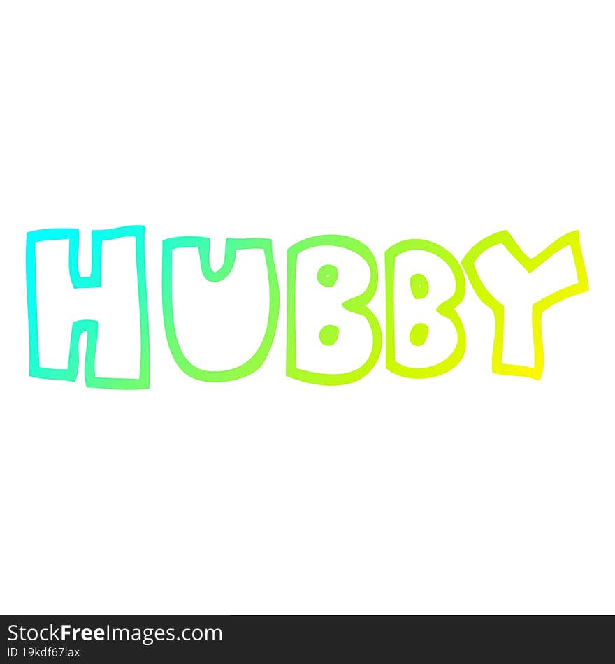 cold gradient line drawing cartoon word hubby