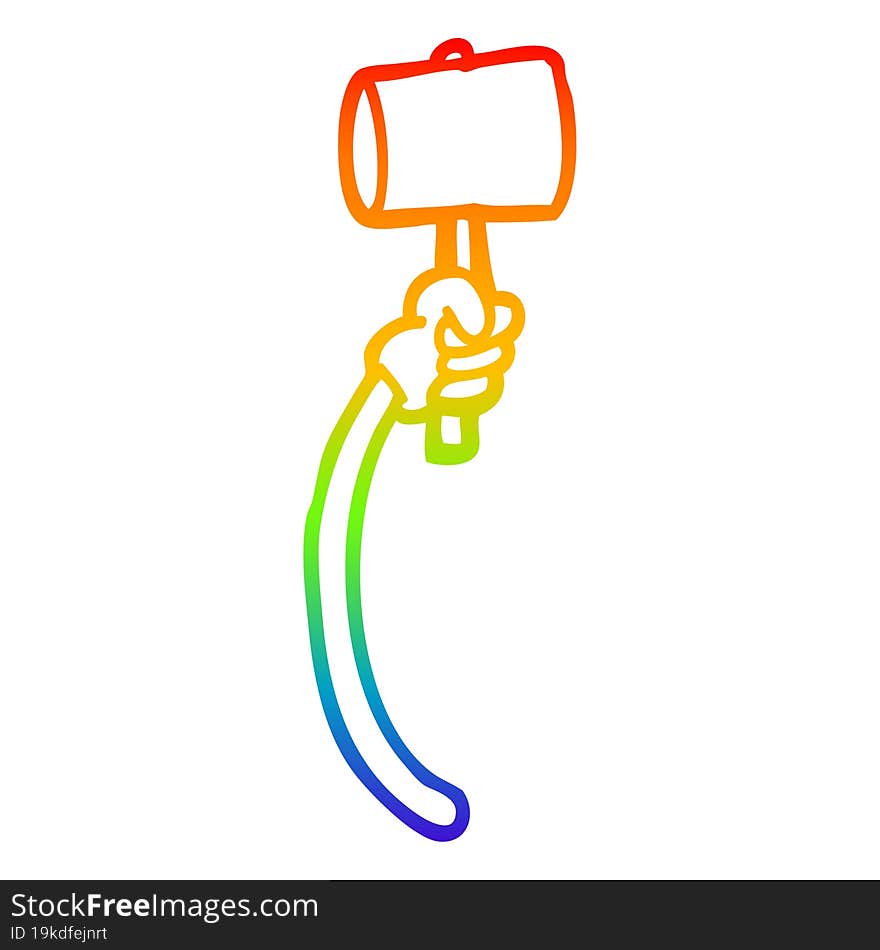 rainbow gradient line drawing cartoon retro hand gestures