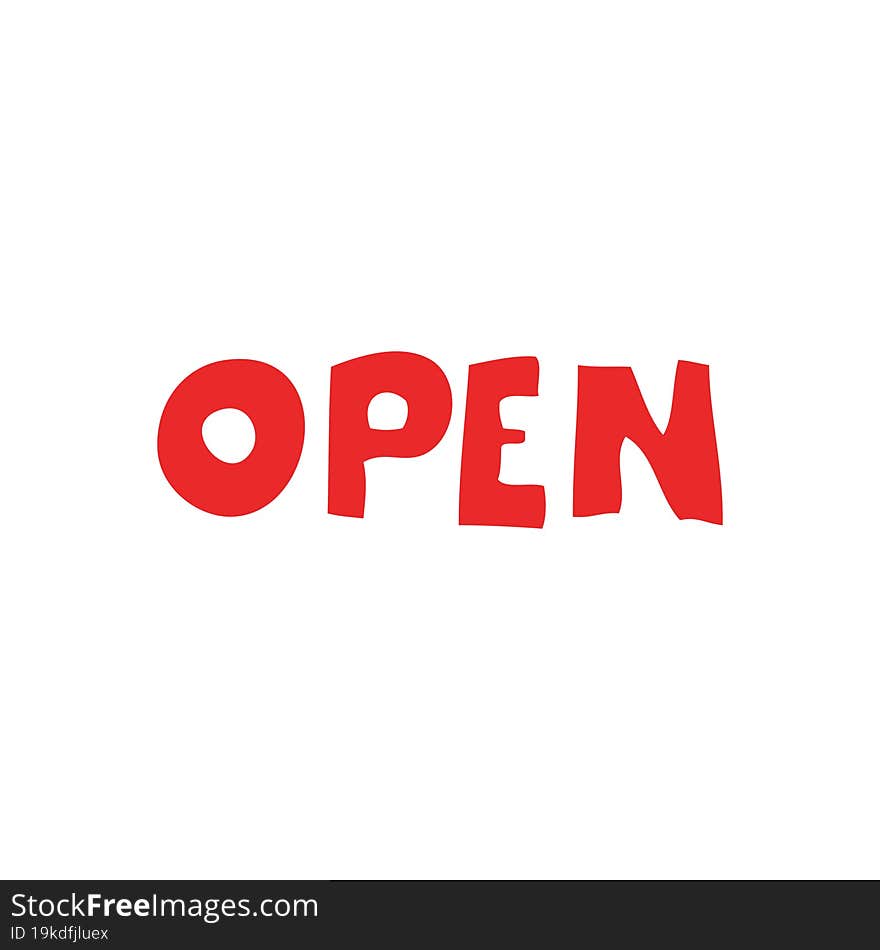 Cartoon Doodle Open Sign