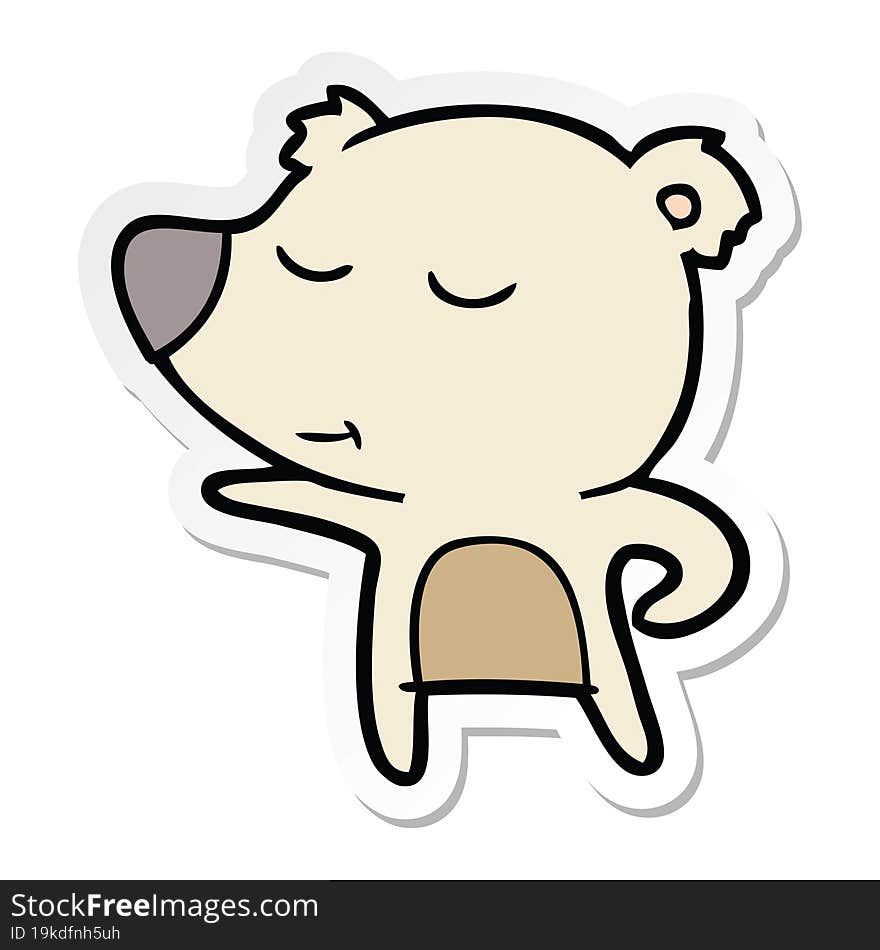 sticker of a happy cartoon bear pointing