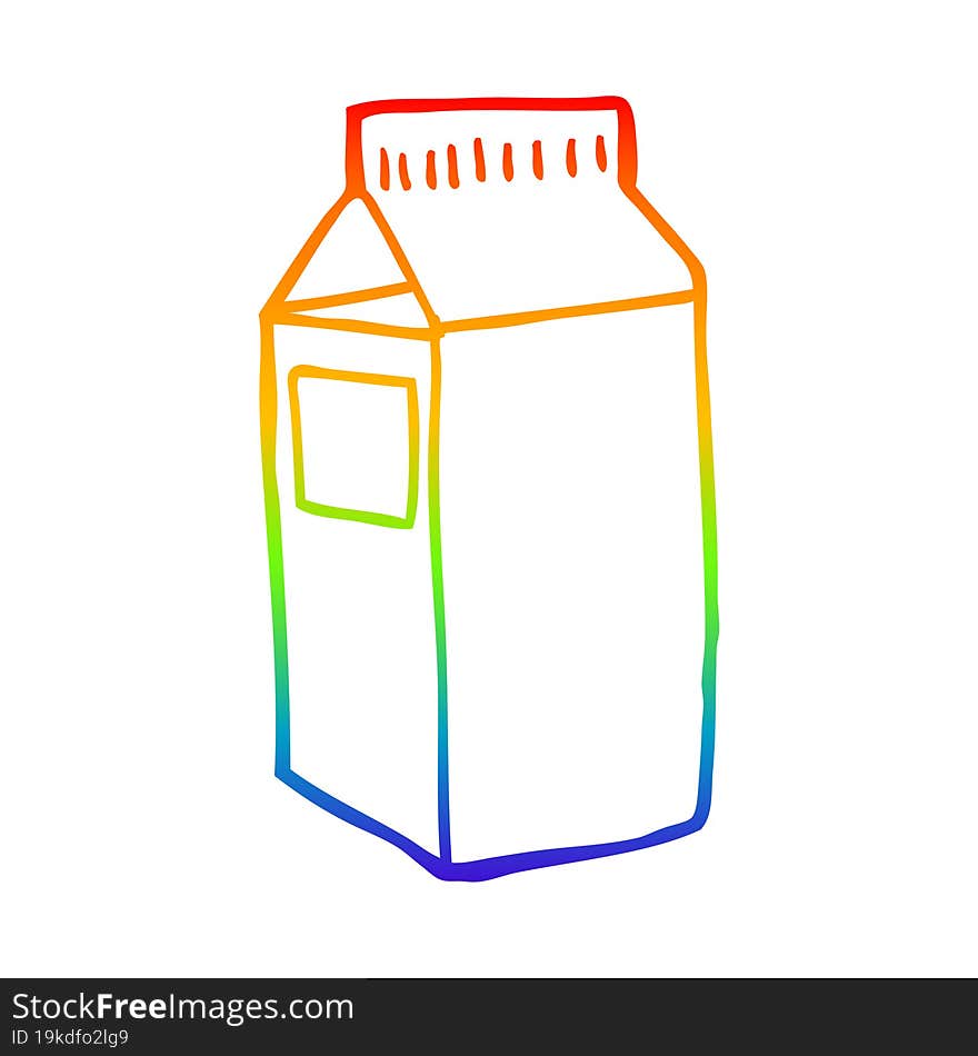 rainbow gradient line drawing cartoon milk carton