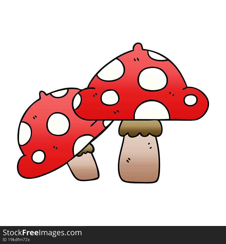 gradient shaded quirky cartoon toadstools. gradient shaded quirky cartoon toadstools