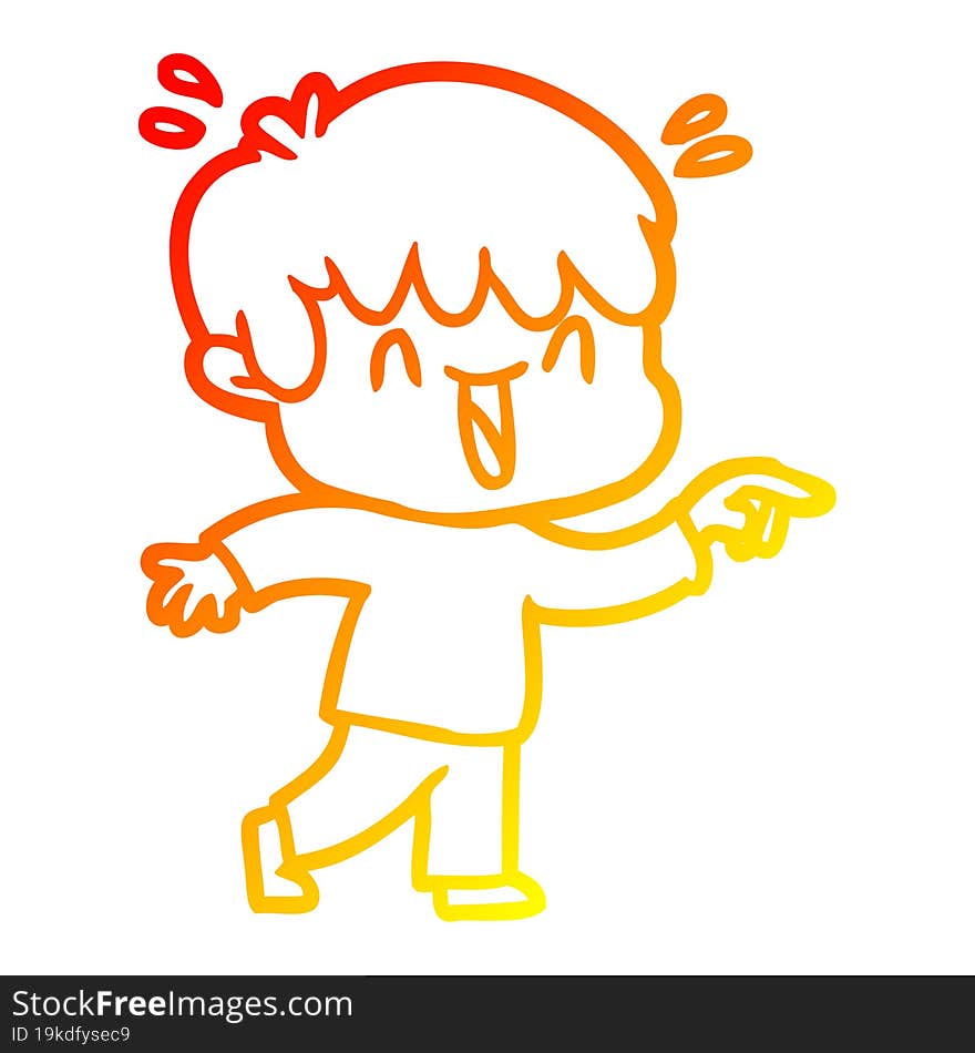 warm gradient line drawing cartoon laughing boy