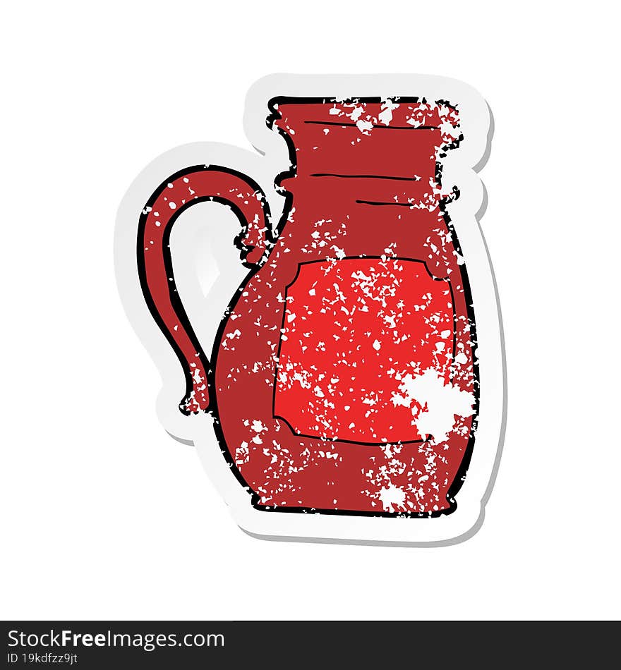 Retro Distressed Sticker Of A Cartoon Jug