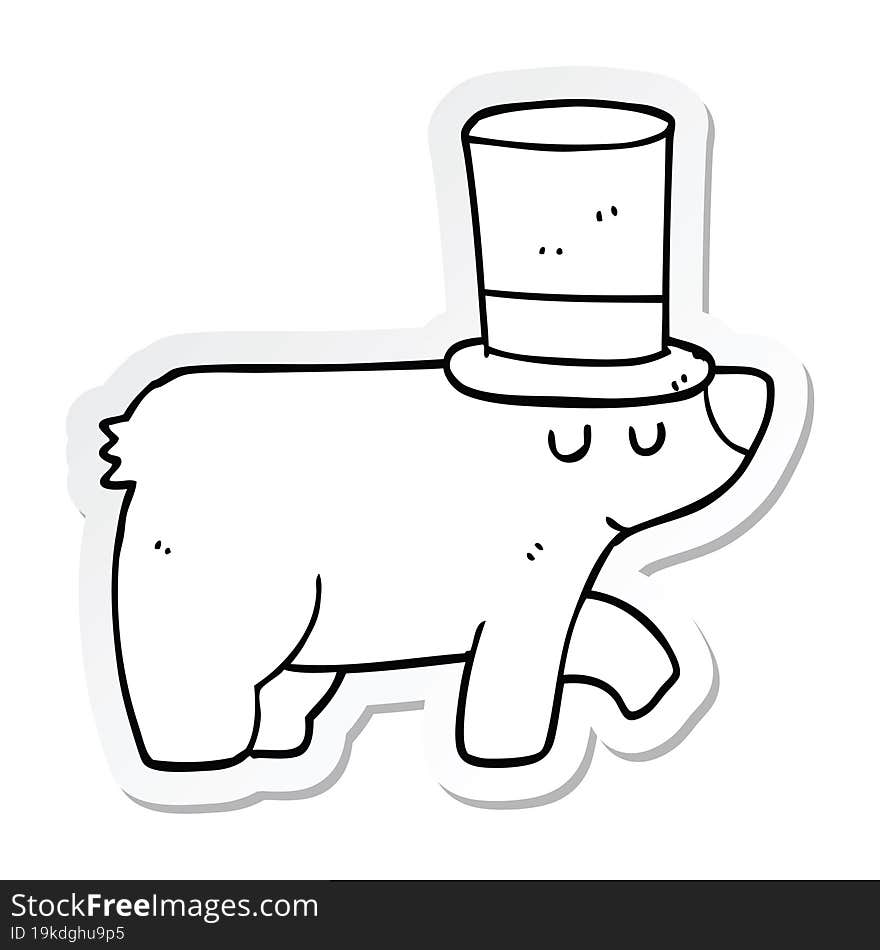 sticker of a cartoon bear wearing top hat