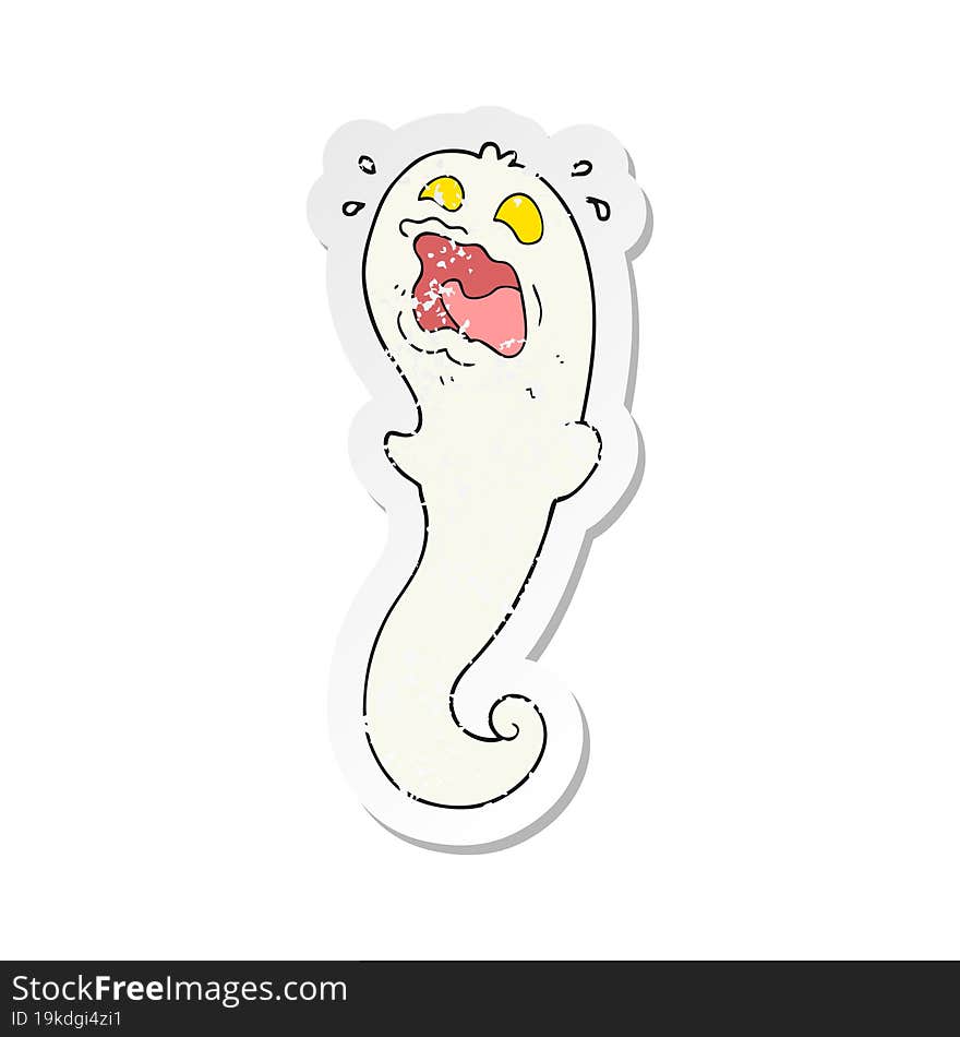 retro distressed sticker of a cartoon halloween ghost