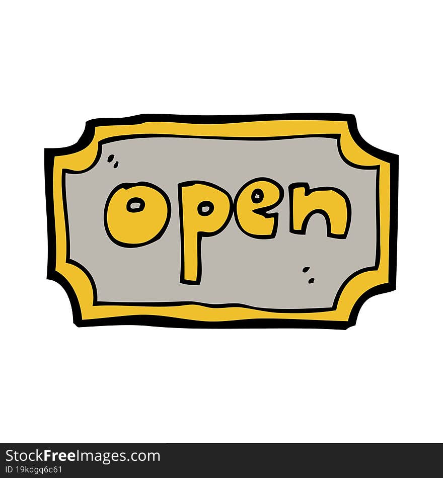 cartoon open sign