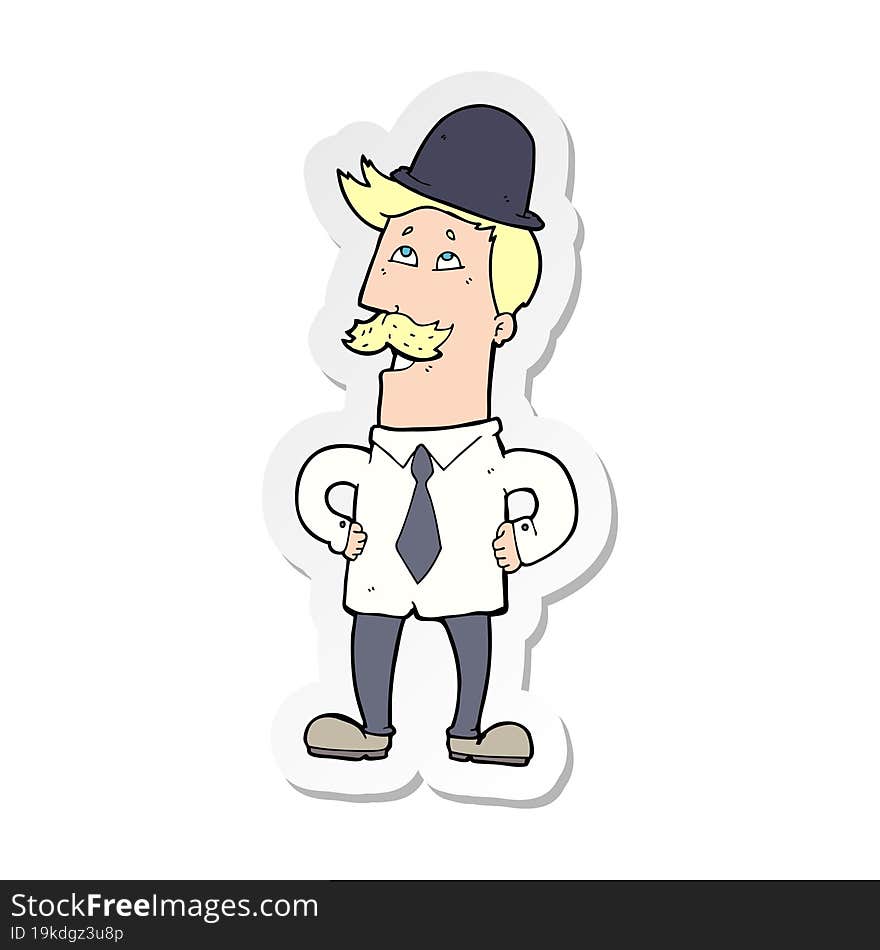 sticker of a cartoon man with mustache