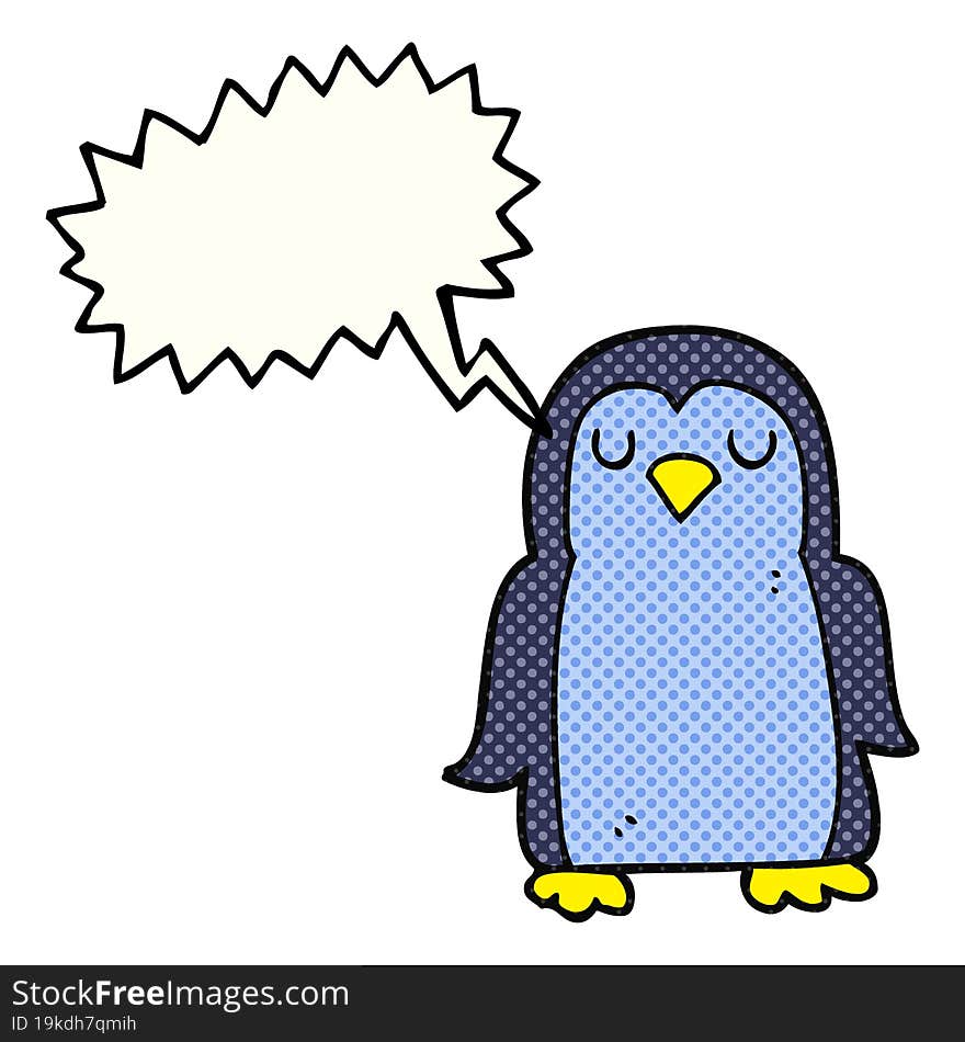 Comic Book Speech Bubble Cartoon Penguin