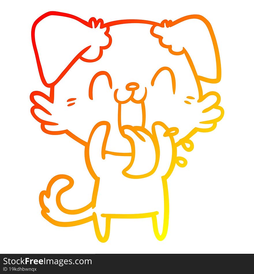 warm gradient line drawing cartoon panting dog