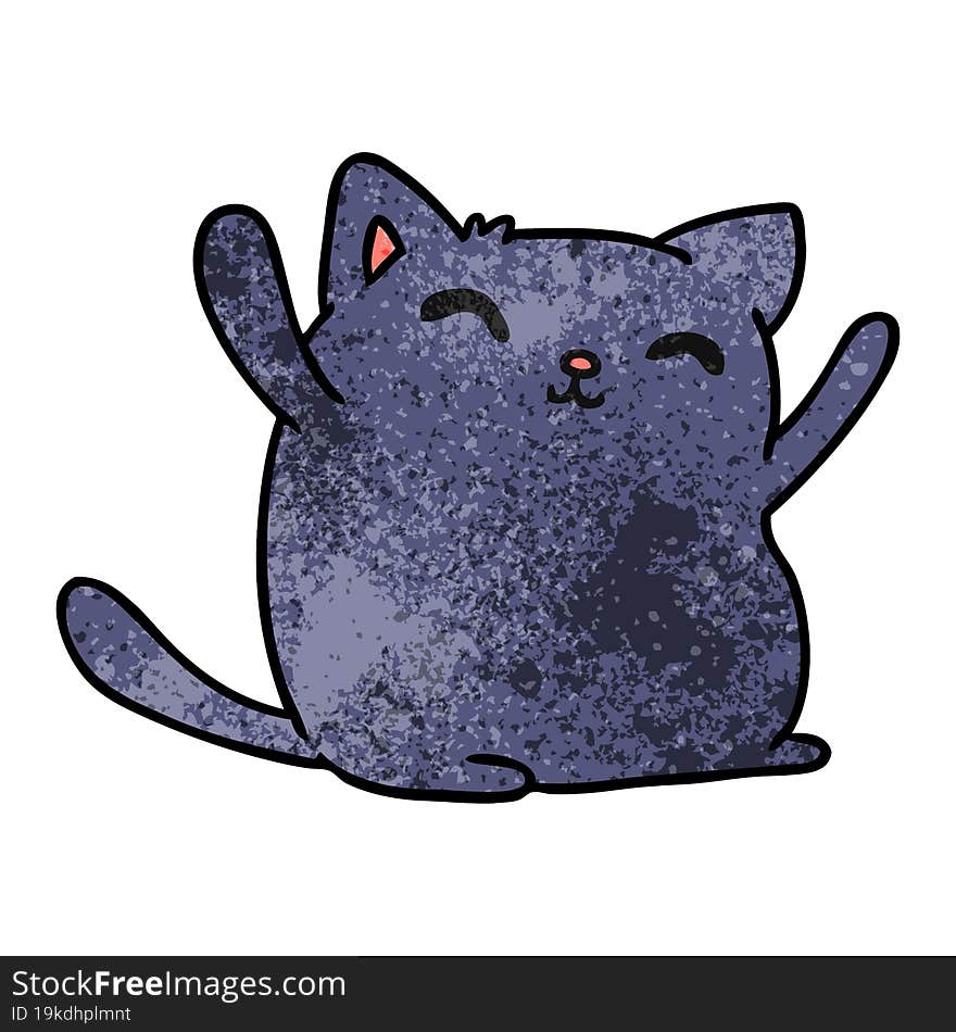 textured cartoon of cute kawaii cat