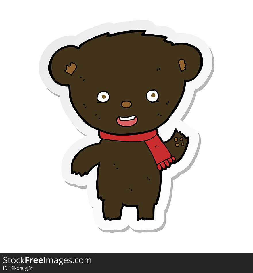 Sticker Of A Cartoon Cute Black Bear