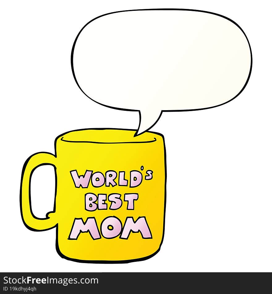 worlds best mom mug and speech bubble in smooth gradient style