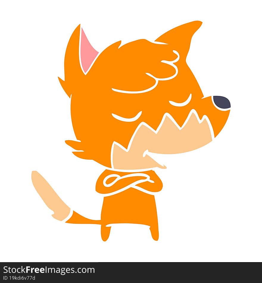 Friendly Flat Color Style Cartoon Fox