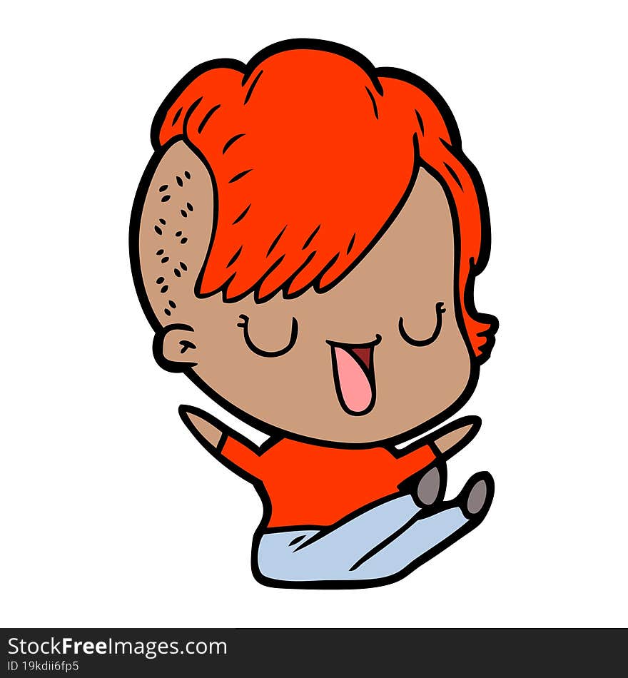 cute cartoon girl with hipster haircut. cute cartoon girl with hipster haircut