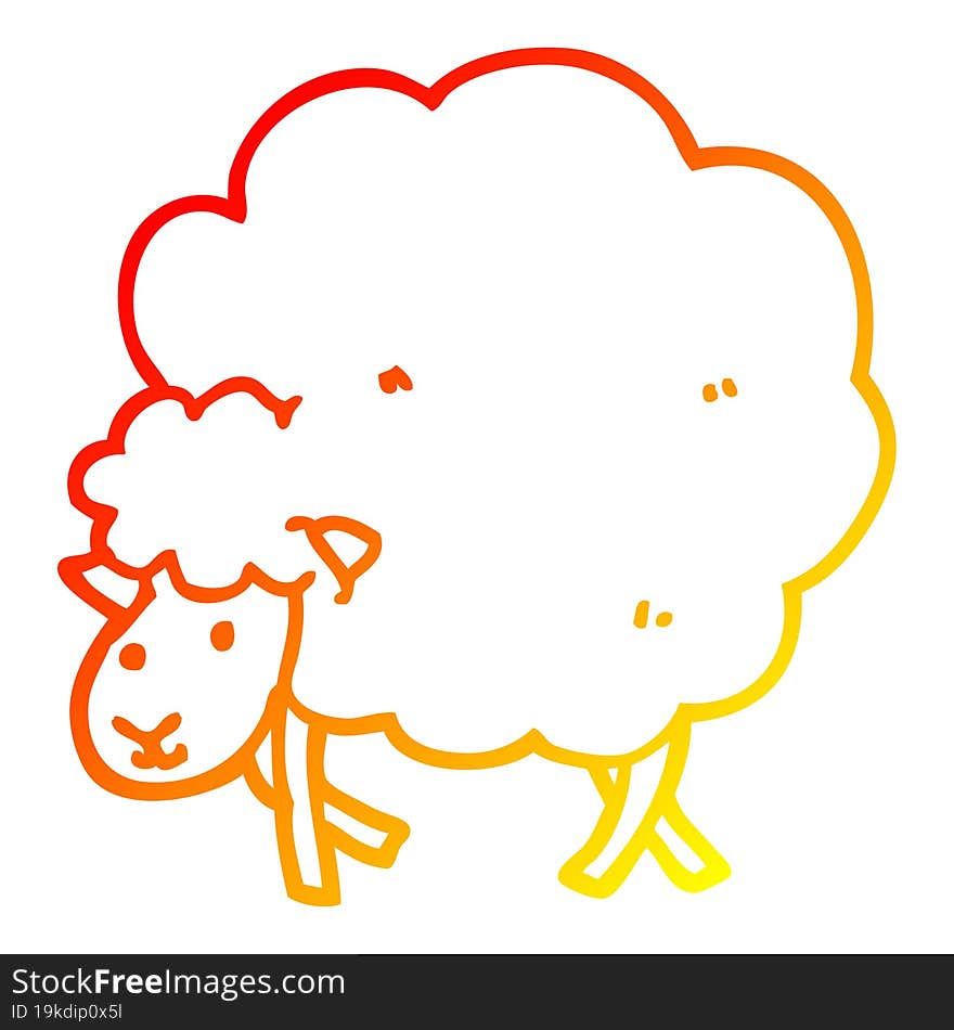 warm gradient line drawing of a cartoon sheep