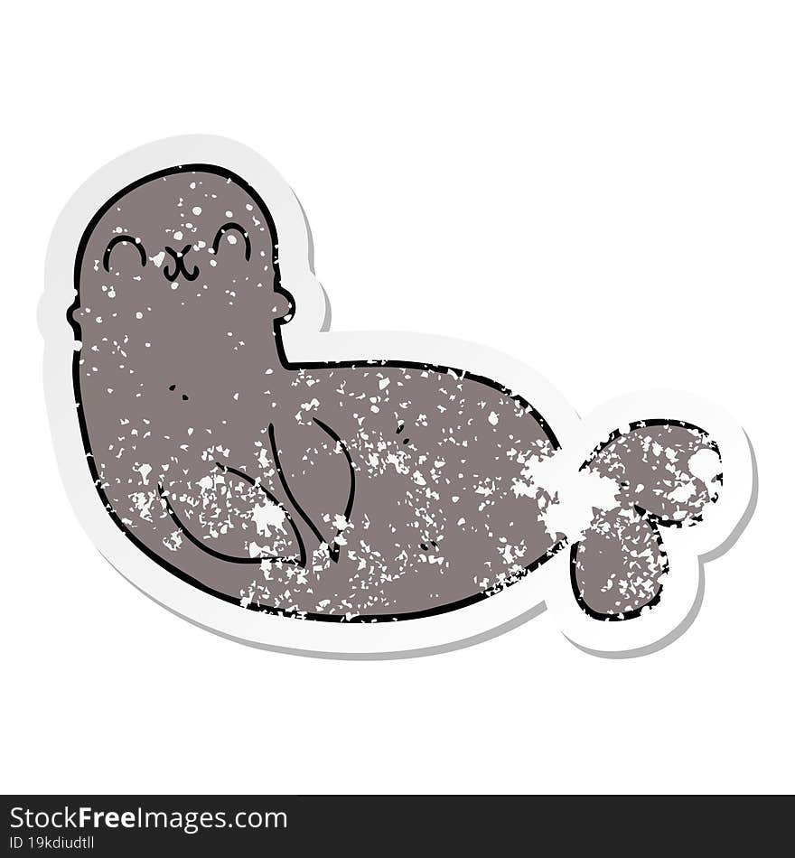 distressed sticker of a cartoon seal