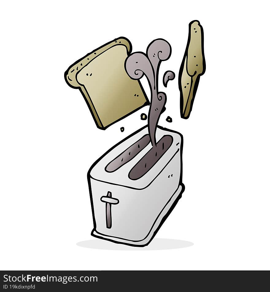 cartoon toaster spitting out bread