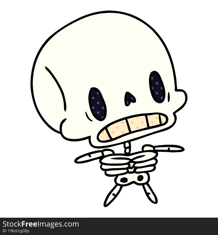 cartoon illustration kawaii cute dead skeleton. cartoon illustration kawaii cute dead skeleton