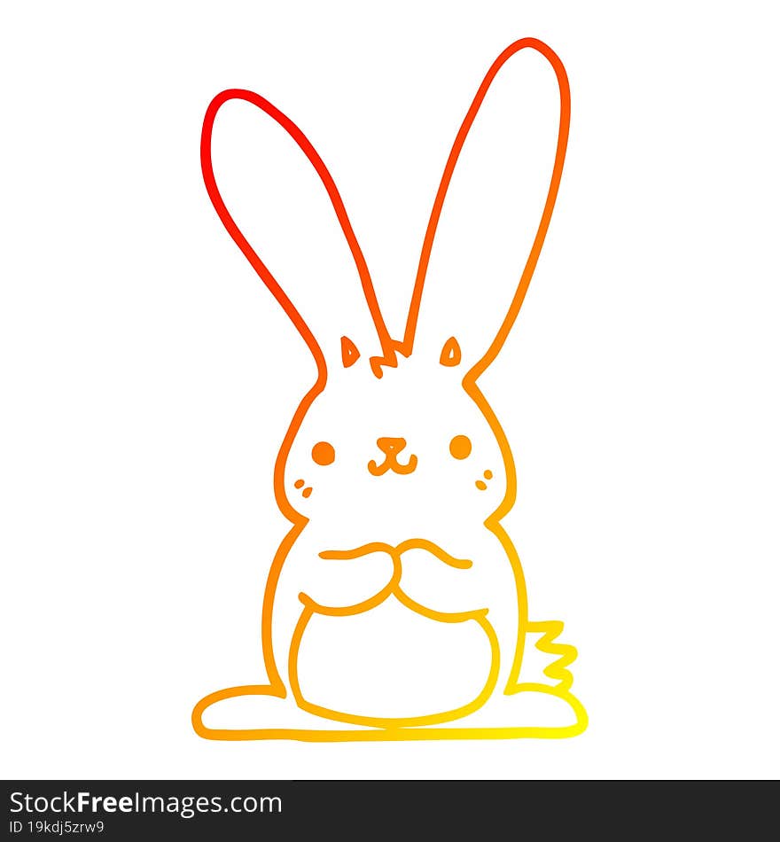 Warm Gradient Line Drawing Cartoon Rabbit