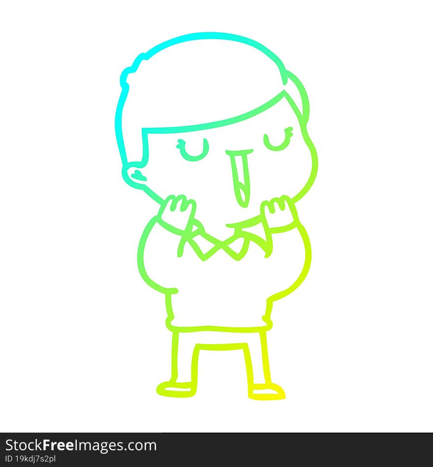 cold gradient line drawing cartoon happy boy