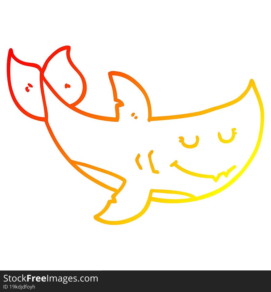 warm gradient line drawing cartoon shark