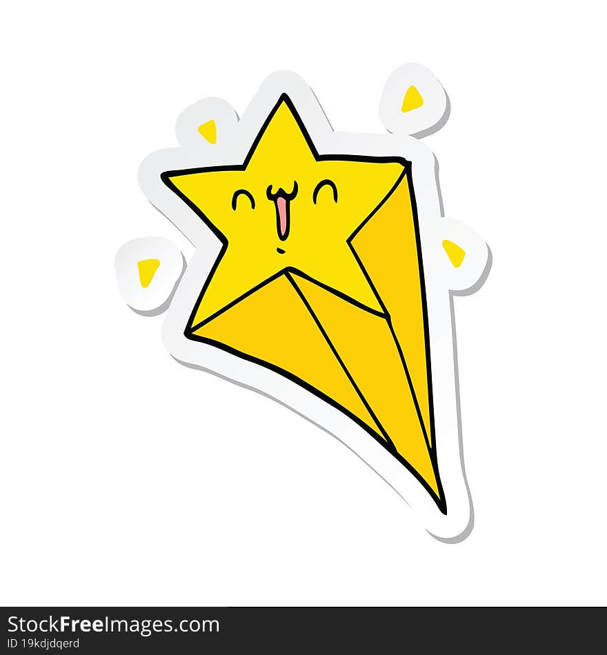 Sticker Of A Cartoon Shooting Star