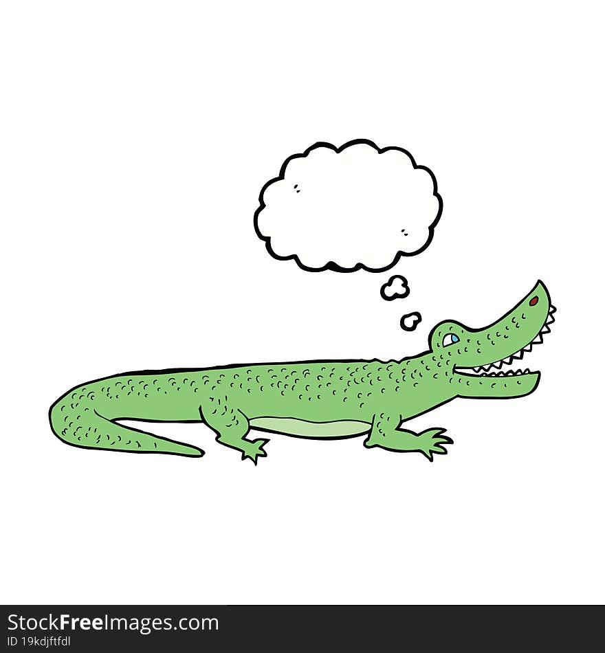 cartoon happy crocodile with thought bubble