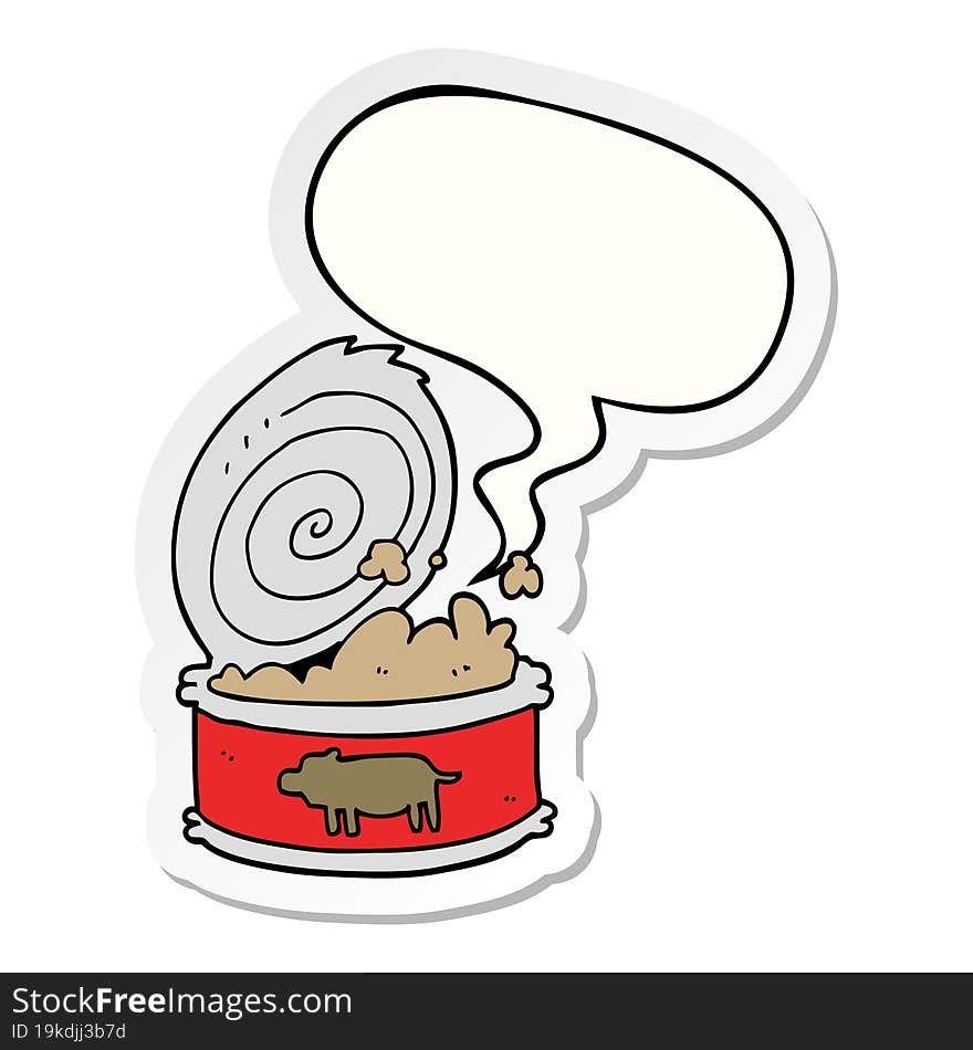 cartoon canned food with speech bubble sticker