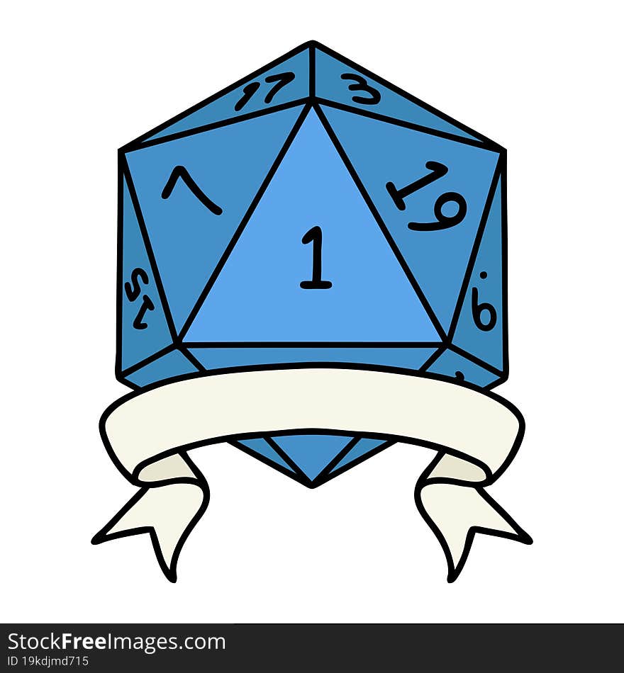 natural one d20 dice roll illustration