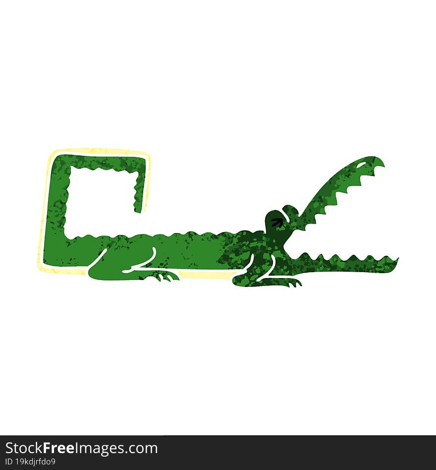 quirky retro illustration style cartoon crocodile