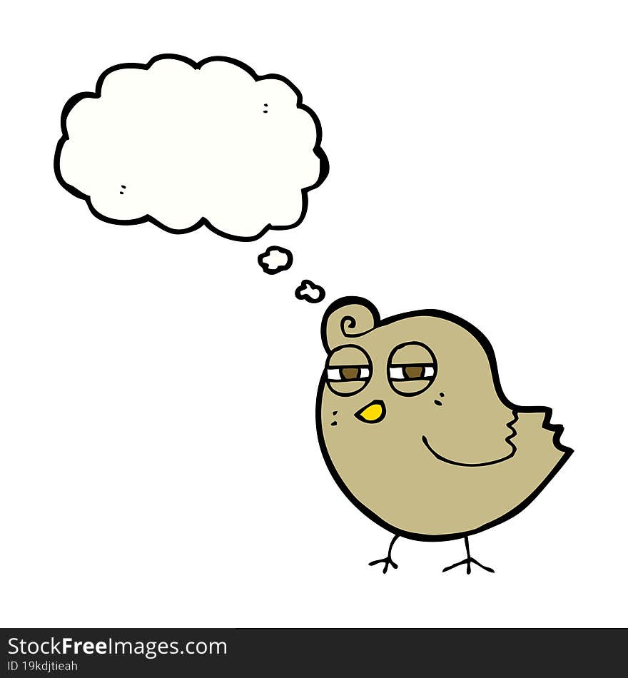 Funny Cartoon Bird With Thought Bubble