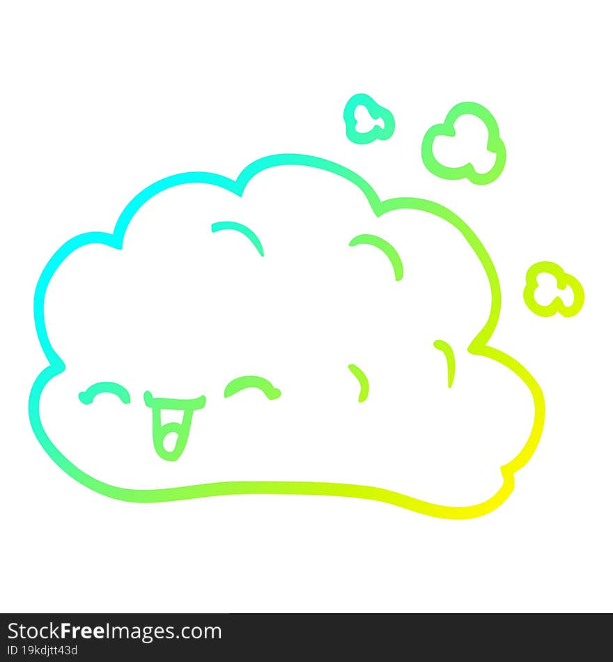 cold gradient line drawing cartoon happy cloud