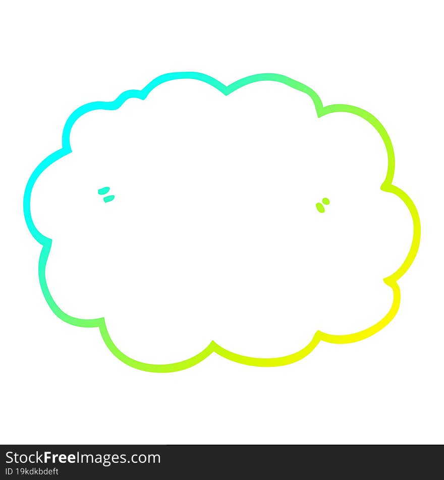 cold gradient line drawing cartoon cloud