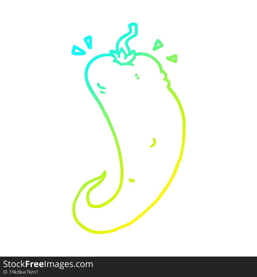 cold gradient line drawing of a cartoon chili pepper