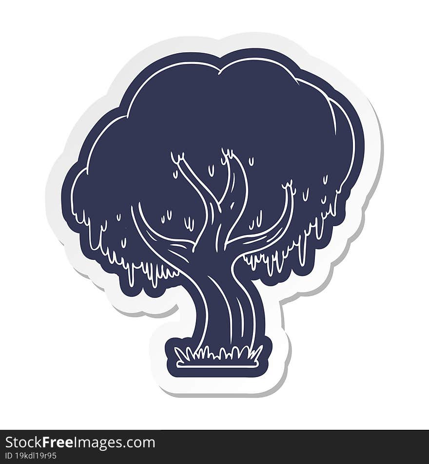 Cartoon Sticker Of A Green Tree