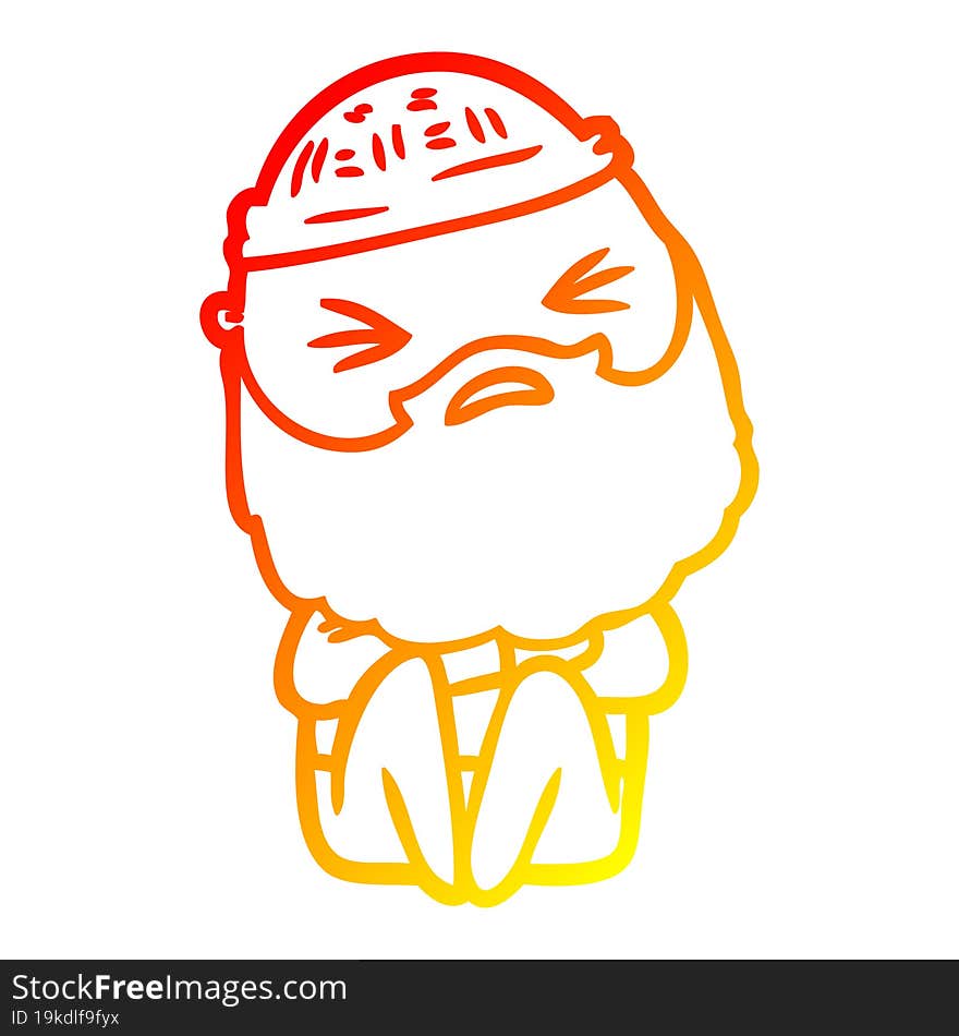 warm gradient line drawing of a cartoon man with beard