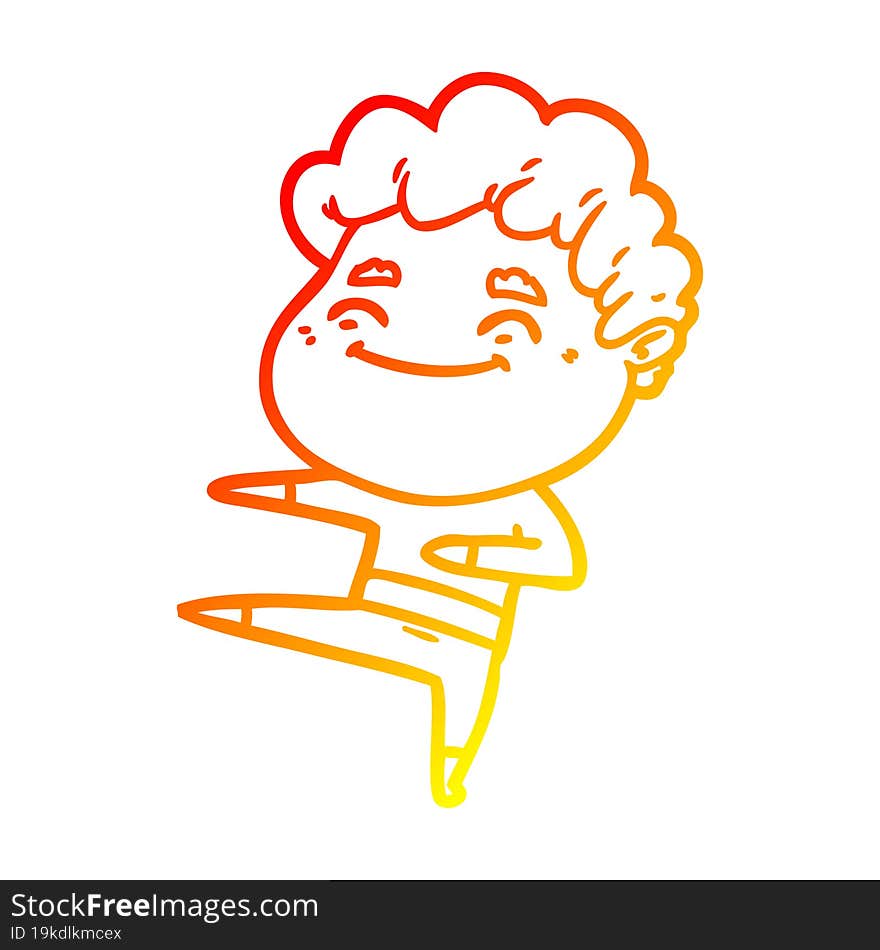 warm gradient line drawing cartoon friendly man