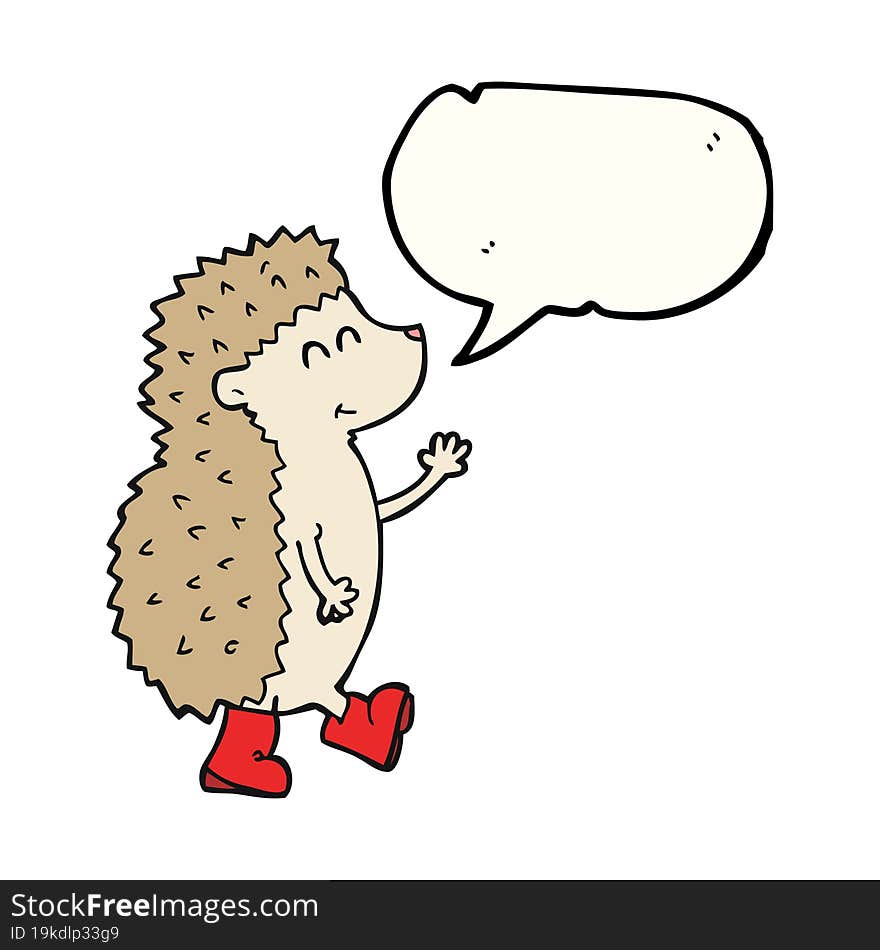 Cute Speech Bubble Cartoon Hedgehog