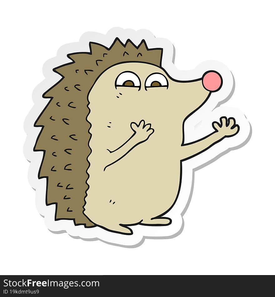 sticker of a cartoon cute hedgehog