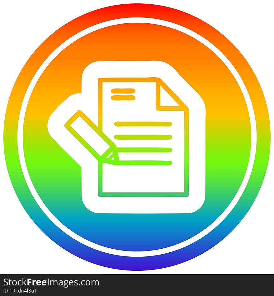 writing document circular in rainbow spectrum