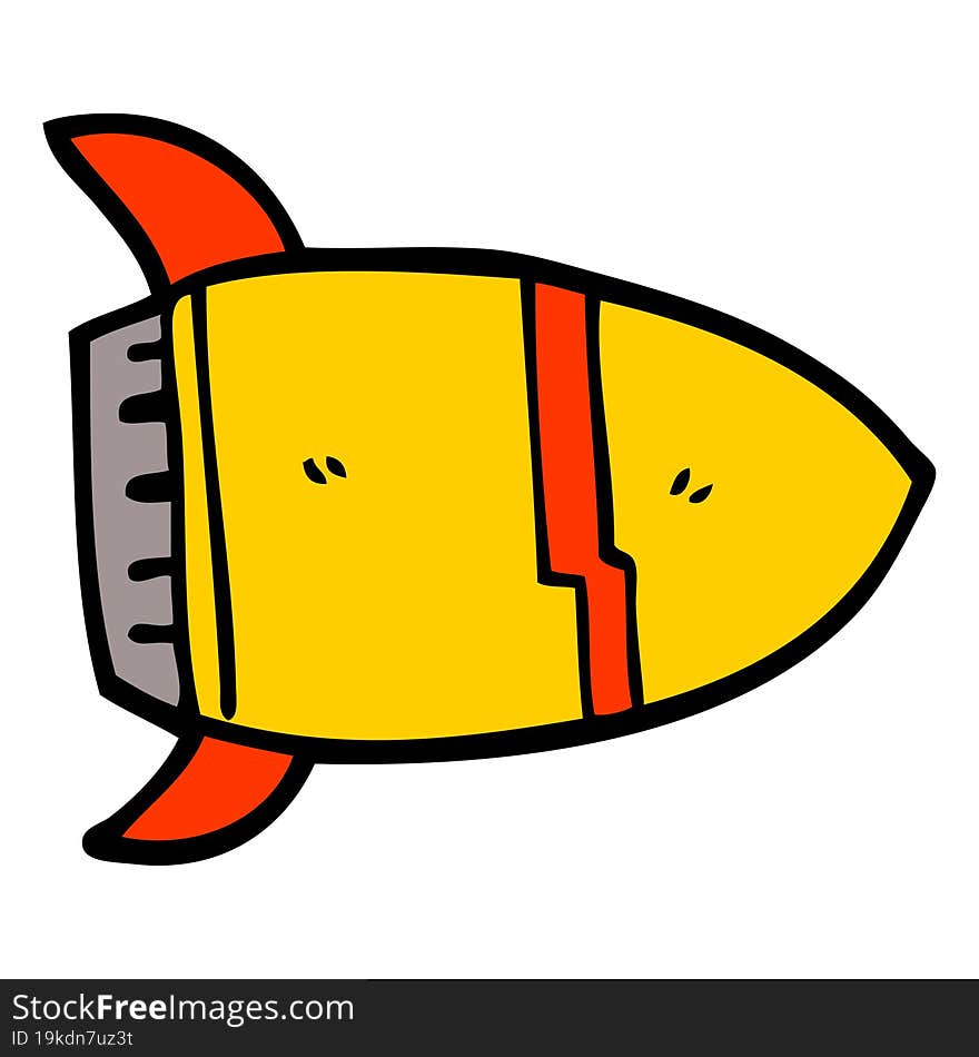 cartoon doodle space rocket