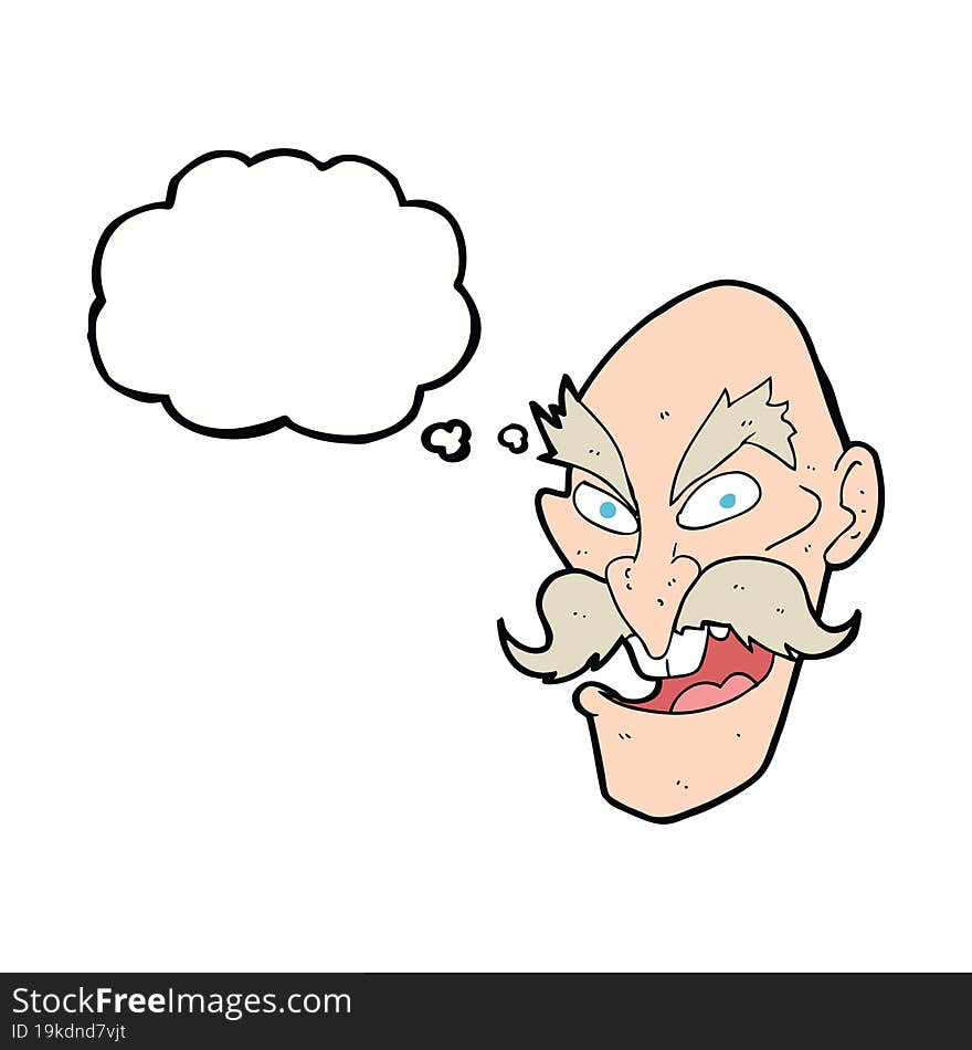 Cartoon Evil Old Man Face With Speech Bubble