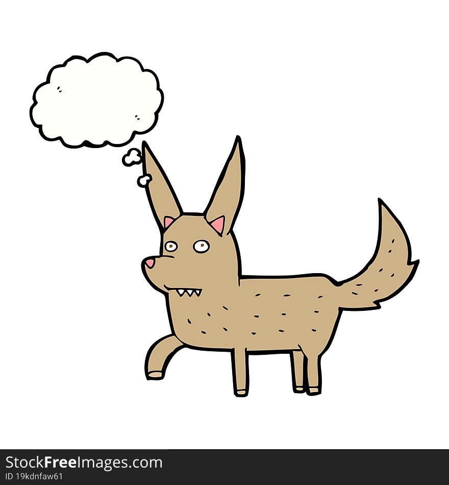 cartoon wild dog with thought bubble