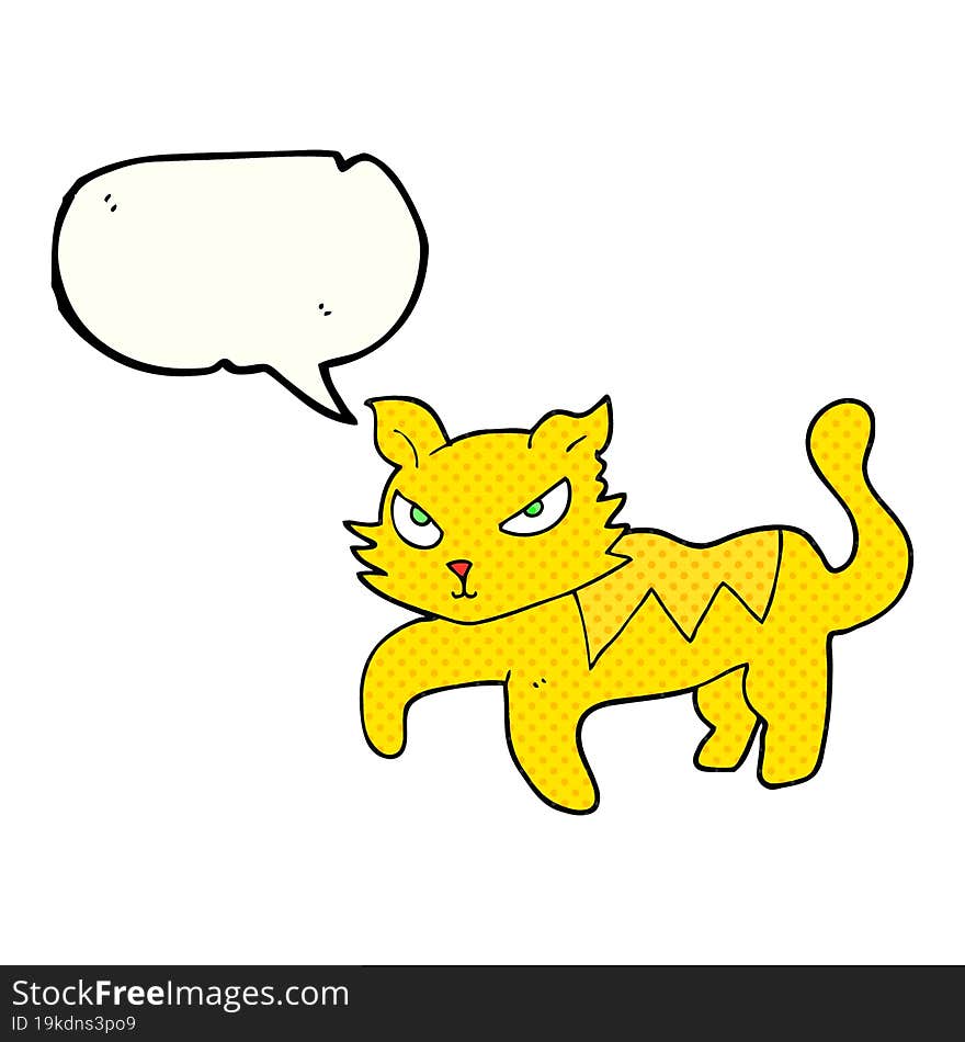 freehand drawn comic book speech bubble cartoon cat