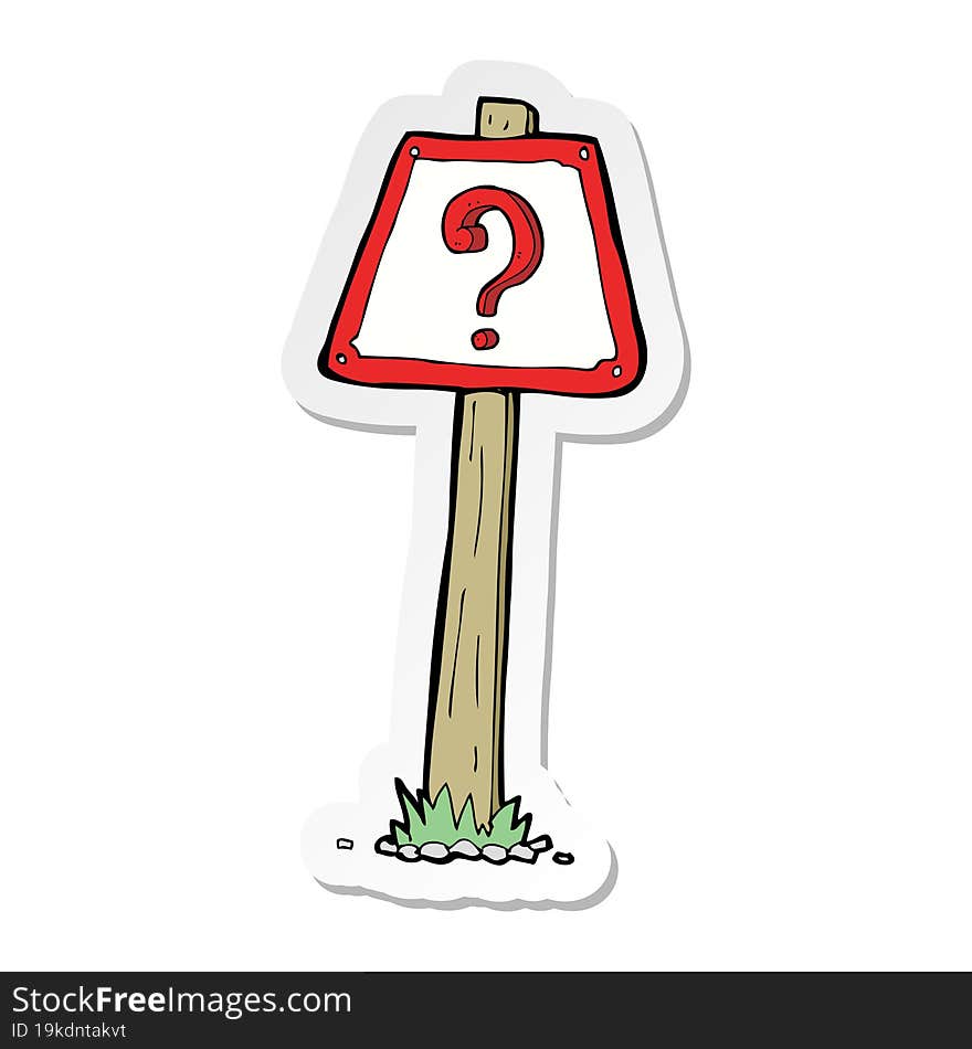 sticker of a cartoon question mark sign