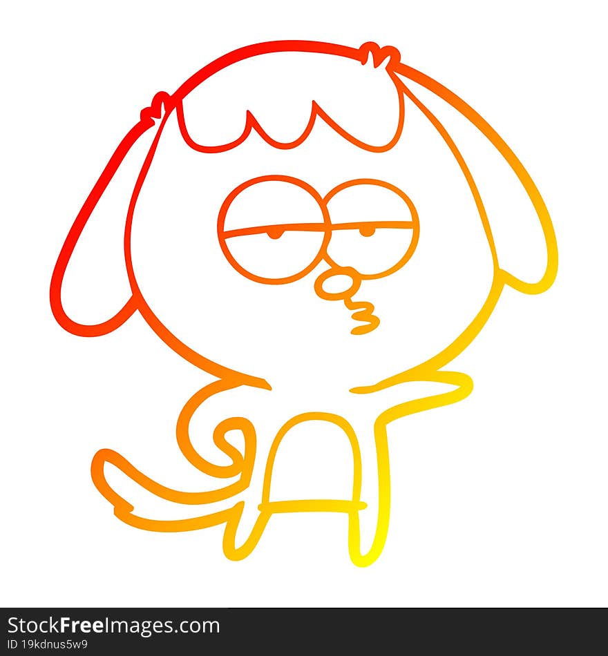 warm gradient line drawing cartoon bored dog