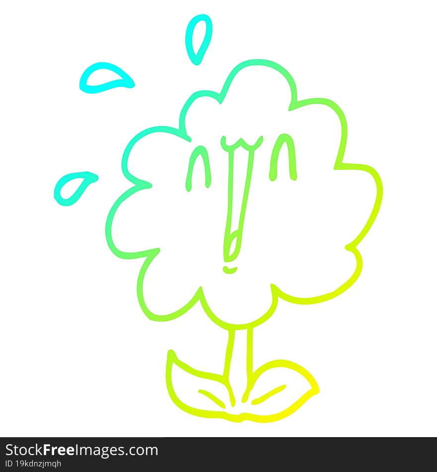 cold gradient line drawing cartoon flower