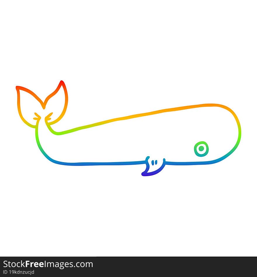 Rainbow Gradient Line Drawing Cartoon Sea Whale