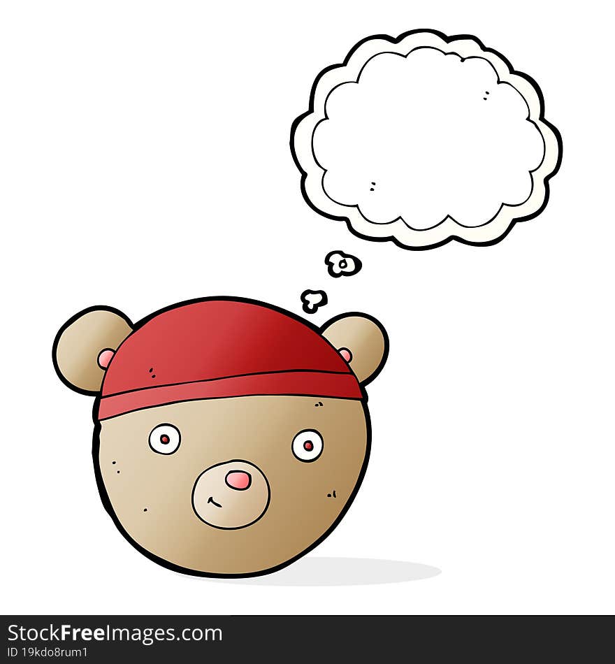 cartoon teddy bear face with thought bubble